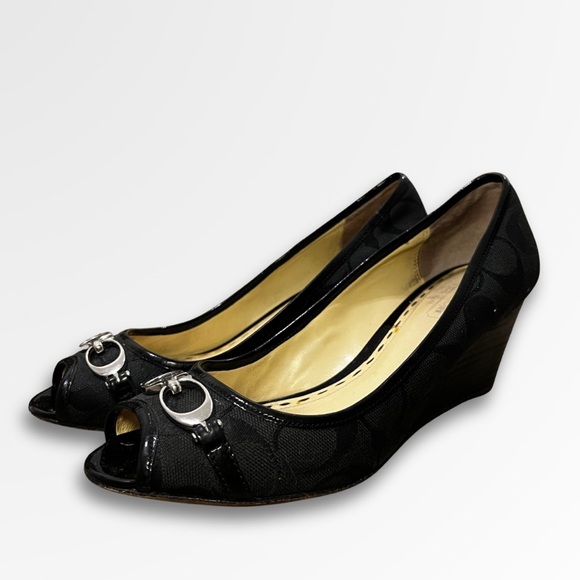 Coach Monogram Peep Toe Wedges - Picture 2 of 4
